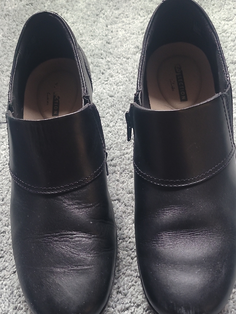Clarks Black Leather Slip-On Women's Shoes